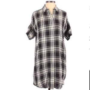 Madewell black and white checkered shirt dress